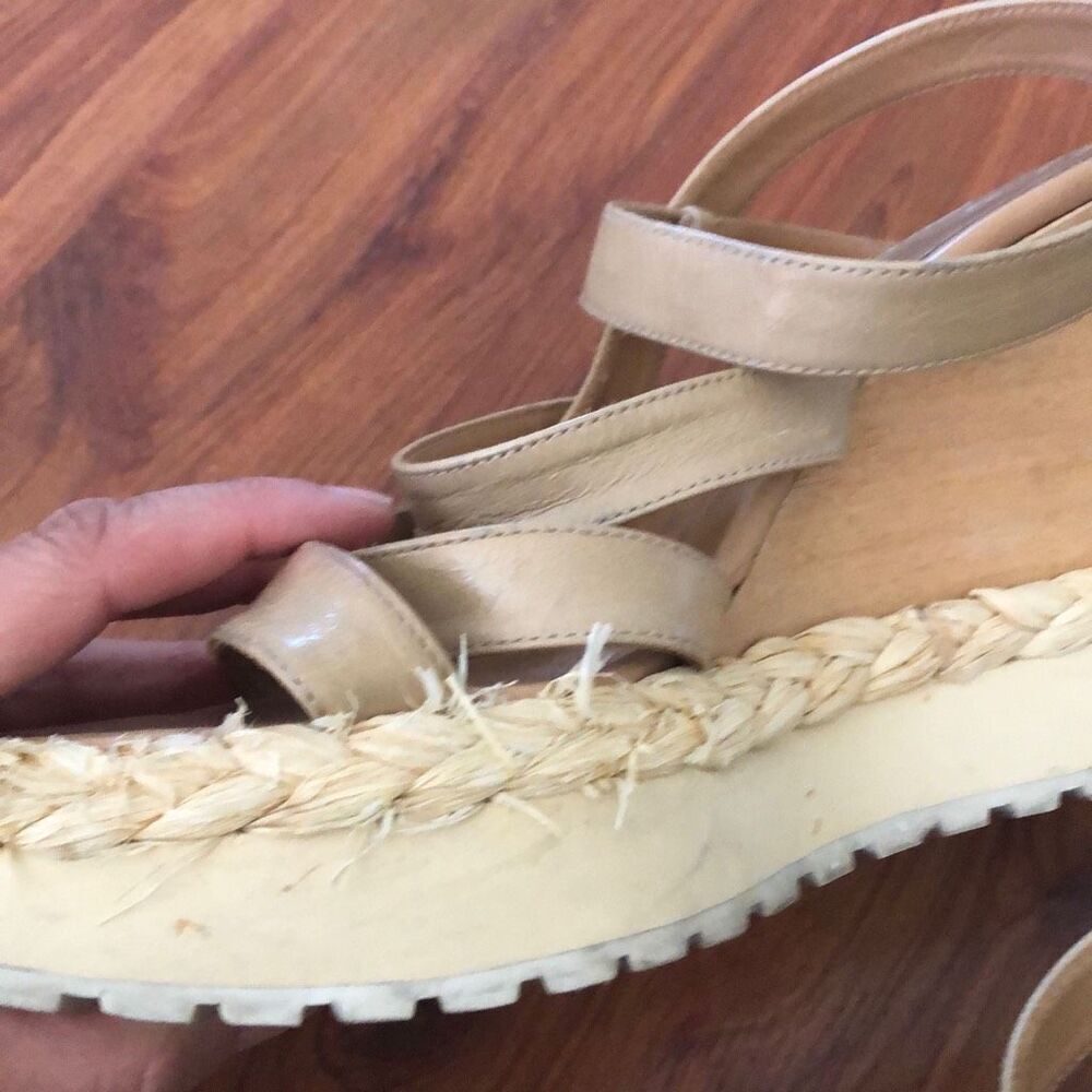 Paloma Barcelo wooden wedge shoes raffia leather 38 - Picture 11 of 11